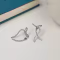 wholesale S925 Sterling Silver Maiden Ribbon Inlaid with Diamond Bow Earrings, Fashionable and Niche High-End Versatile Wearing Styles-0-2