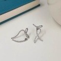 wholesale S925 Sterling Silver Maiden Ribbon Inlaid with Diamond Bow Earrings, Fashionable and Niche High-End Versatile Wearing Styles-0-1