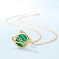wholesale S925 Sterling Silver Planet Malachite Necklace for Women, Light Luxury Style with Diamond Inlay, New Autumn and Winter Collection, Wholesale from Manufacturer-0-4