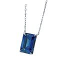 wholesale S925 Silver Women's Pendant Necklace with 10*14 Blue Gemstone Inlaid, Fashion Anniversary Engagement Live Streaming-0-4