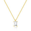 wholesale Au750 yellow gold versatile 18k lab-grown diamond necklace with 05ct emerald cut chain-set single diamond pendant-0-3