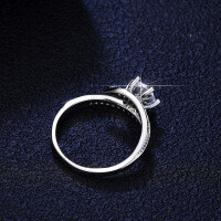 925 Silver Moissanite Ring Women's 1 Carat Hot-Selling Cross Six-Prong Setting-carat (D color moissanite)  12 yards