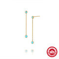 wholesale S925 Sterling Silver Long Tassel Turquoise Earrings with Inlaid Crystals,Ins。-0-0