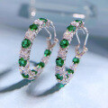 wholesale S925 Sterling Silver with White and Green Diamonds 40 High Carbon Diamond Minimalist Ear Clasps, Fashionable and Versatile-0-2