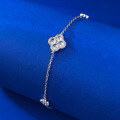 wholesale S925 Silver New Four-Leaf Clover Bracelet, Elegant and Versatile Full Diamond Version Can Be Worn as Ankle Chain-0-2