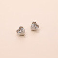 wholesale 925 Sterling Silver Minimalist Double-sided Pleated Heart Ear Clasp, Women's-0-5