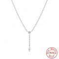 wholesale S925 Sterling Silver Classic Y-Shaped Diamond Zircon Fringe Pendant Necklace for Women, Fashionable and Simple-0-4