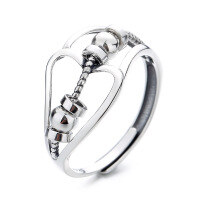 wholesale S925 Sterling Silver Irregular Rotatable Anxiety-Relieving Flexible Ring New Popular European and American Style Index Finger Ring-648FJ/approx. 2.7g Adjustable opening