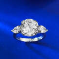 wholesale S925 Sterling Silver Round White Diamond 10 Light Luxury Personality Ring Vintage Fashion Commuter Style-0-2