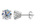 S925 Sterling Silver Square Stud Earrings with Moissanite-0-24
