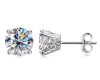 S925 Sterling Silver Square Stud Earrings with Moissanite-Size L [Clearance Sale, Free Shipping] Moissanite 8mm