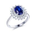 wholesale 18K White Gold Princess Diana Style 2-Carat Royal Blue Sapphire Ring Classic Double-Layer Full Diamond Lab-Grown Gemstone Ring-0-0