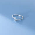 wholesale S925 Sterling Silver Japanese and Korean Style Women's Adjustable Open Double Diamond Ring Elegant Jewelry J0212-0-4