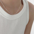 wholesale S925 sterling silver ultra-sparkling engraved bead necklace for women, small and unique ins-style starry sky pearlized collarbone chain, Italian minimalist chain.-0-0