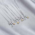 wholesale S925 Sterling Silver Little Star Diamond-Encrusted 26 Letters Alphabet Pendant Necklace,Ins-0-1
