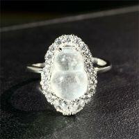 wholesale Plated Silver High Ice Gourd Adjustable Open-End Ring for Women, Direct from Manufacturer, Wholesale of New Chinese Style Water Foam Jade-Water Jade-CBJZ511-T (copper) Adjustable opening