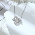 wholesale 925 Sterling Silver Leaf Clover Necklace, Minimalist Leaf Pendant,, Versatile Necklace-0-3