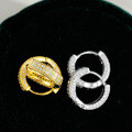 S925 Sterling Silver Hip Hop Moissanite Round Halo Earrings for Men and Women-0-2