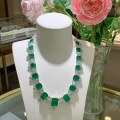 wholesale 925 Silver Luxury Banquet Set Simulated Emerald 12*16mm Full Diamond Evening Dress High-End Custom Jewelry Necklace-0-2