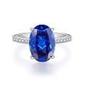 wholesale 925 Sterling Silver 6-Carat Oval High Carbon Diamond Sapphire Halo Oval Silver Ring for Women-0-4