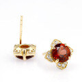 wholesale S925 Sterling Silver Spring-Summer New Red Pomegranate Petal White Zircon High-End Stud Earrings, Wholesale-0-2