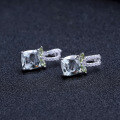wholesale S925 Silver Light Luxury Design Natural Amethyst and Green Quartz Earrings, Fashionable High-End Gemstone Earrings-0-2