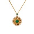 Sterling Silver Rotating Sunflower Compass Pendant with Sand Gold and Diamond Inlay-0-3