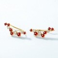 wholesale S925 Sterling Silver Elegant and Minimalist Natural Garnet Earrings for Women, Fashionable and Graceful, Wholesale from Manufacturer-0-1