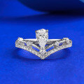 wholesale S925 silver new plant-inspired fashion luxury 30-point crown ring for daily elegant style-0-0