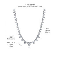 wholesale S925 silver plated with 18k gold new luxury ladies' dinner necklace fully set with moissanite, versatile layering chain-White gold (9.2 carats total) >42cm