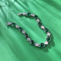 wholesale Metal Material: 925 Silver, Simulated Emerald 6*8 Chalcedony Bracelet, Daily Classic Live Streaming Best-Seller for Dropshipping-0-1