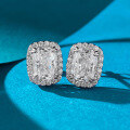 wholesale S925 Silver 2-Carat Earrings, Cushion Cut Simulated Diamond, Fashionable and Versatile Everyday Earrings, Drop Shipping-0-0