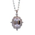 wholesale 925 Silver MuJing Jewelry New 6*9 Emerald Cut Necklace Pendant for Women European and American Luxury Inlaid Ins Style-0-4
