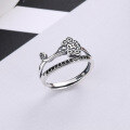 wholesale S925 Sterling Silver Double-Layer Ruyi Auspicious Cloud Antique-Style Openwork Ring with Zircon Inlay-0-0