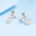 wholesale S925 Sterling Silver Ear Studs Freshwater Pearl Earrings with Moissanite, Designed for Versatile Elegance, Ready for Wholesale-0-1