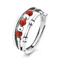 wholesale S925 Sterling Silver Multi-layer Bamboo Joint South Red Agate Rotatable Ring, Trendy and Internet-famous Style Index Finger Ring-0-4