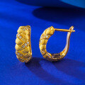 wholesale S925 Gold-Plated Wheat Weave Brushed Ear Clasp, Fashionable and Versatile for Daily Wear Available for Distribution-0-1