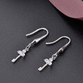 wholesale S925 Sterling Silver Korean Style Women's Sweet and Lovable Key-Shaped Fashion Earrings with Zirconia, Minimalist Design-0-2
