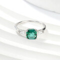 wholesale Silver-plated Lab-Created Emerald Asscher Cut Ring for Women-0-4