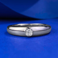 wholesale 925 Silver MoJing Jewelry Daily Minimalist 30-Point Round White Diamond Ring for Women, Small Design Wedding Band-R1006 White Diamond No. 8