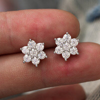 925 Sterling Silver Hip Hop American Style Moissanite Earrings, D Color, Unisex, Cross-border Amazon Best-seller-Set with 10-point moissanite (white gold)  925 silver