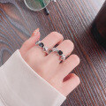 wholesale S925 Sterling Silver Cute Style Cat Paw Black Enamel Ring Ins Korean Minimalist Style Design Sense Index Finger Ring-0-1