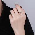 wholesale S925 Sterling Silver Korean-style Elegant Thin Chain Spliced Pearl Letter H Open Adjustable Index Finger Ring for Women-0-3