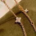 wholesale S925 Sterling Silver Dainty Four-Leaf Clover Flower Bubble Drill Bracelet, Elegant and Versatile Light Luxury Hand Accessory-0-2