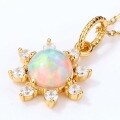 wholesale 10K Gold Plated Sterling Silver New Synthetic Opal Small Sun Geometric Pendant for Women Wholesale-0-3