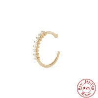 wholesale S925 Sterling Silver Diamond Nose Ring, Ear Bone, and Cartilage Ear Cuffs for Trendy Individuals-Single gold #3