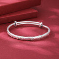 wholesale 9999 Pure Silver Solid Sterling Silver Bamboo Joint Bangle for Women, Bamboo Symbolizing Peace Gift for Mother's Day-0-2