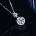 S925 Silver Moissanite Classic Crown Pendant Necklace-0-0