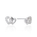 wholesale 925 Sterling Silver Heart-to-Heart Micro-Paved Zircon Stud Earrings for Women, Luxe Chic Fashion Double Heart Cute Personality Earrings-0-4