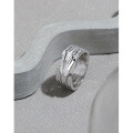 wholesale S925 sterling silver minimalist three-layer textured line open ring for women, Korean version, small and unique design, versatile-0-1